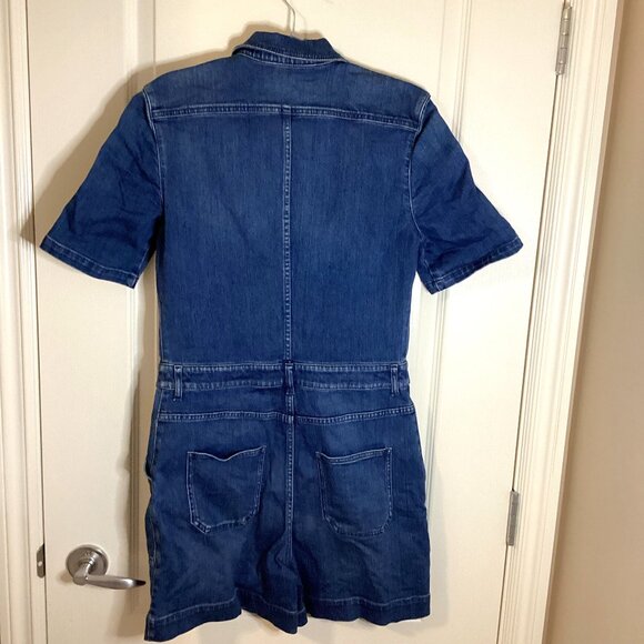 Stella McCartney Womens Blue Denim Short Sleeves Legs Jumpsuit Front Zip Pockets - Picture 5 of 10